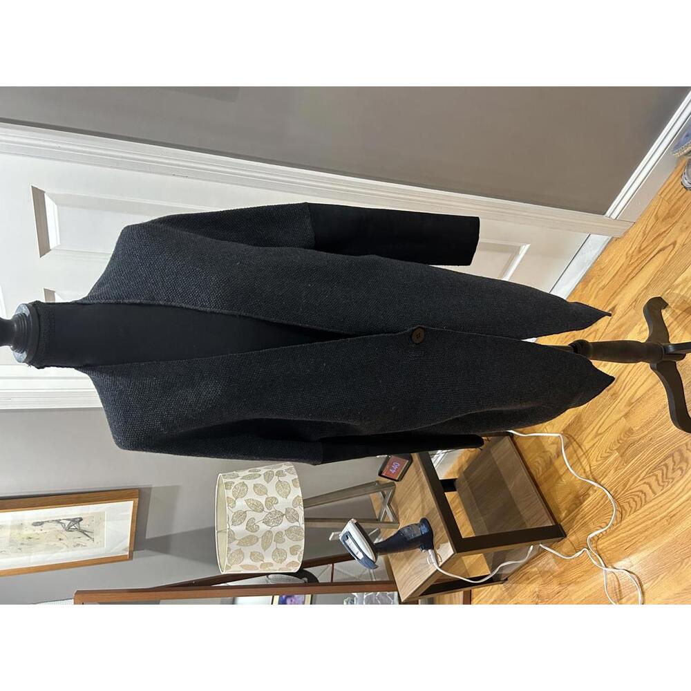 Transit gray Knit Cardigan Sweater with suede sleeves